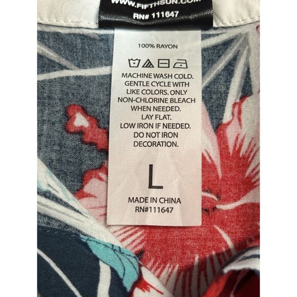 Fifth Sun Mens Hawaiian Hibiscus Button Up Tropical Shirt size Large - Picture 6 of 7